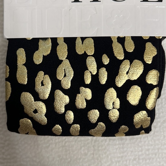 NWT Hue Tights Size S/M Black with Gold Pattern - Picture 4 of 4